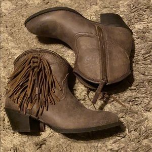 Ariat chocolate duchess fringe booties